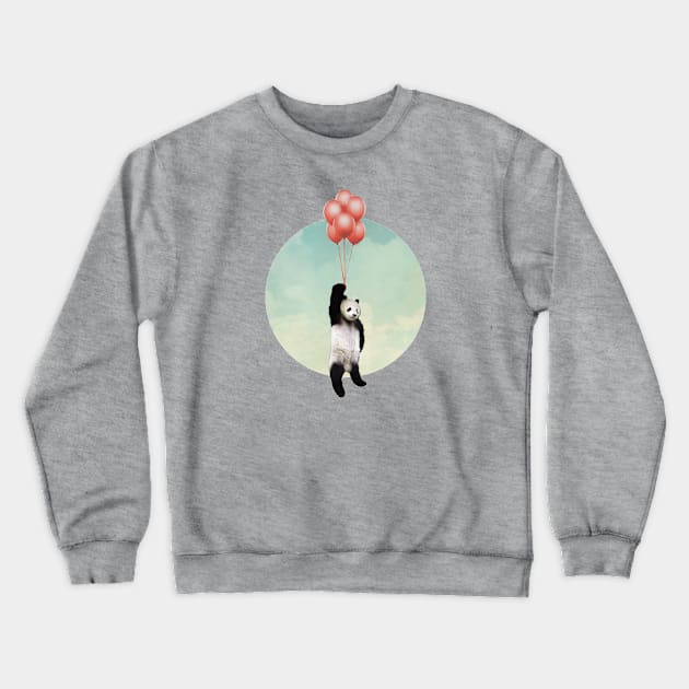 Pandaloons - Panda Bear floating with red balloons Crewneck Sweatshirt by Vin Zzep